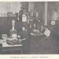 Printed B+W photograph of C. Alfred Burhorn, H.L.& I. Co. Bldg., 1 Newark St., Hoboken, ca. 1905-1908.