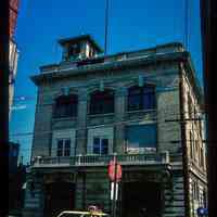          Color slide of eye-level view of the Hoboken Fire Department Engine Company No. 3 fire station façade at 201 Jefferson on the corner with 2nd picture number 1
   