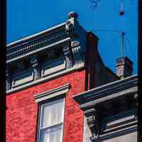          Color slide of detail view of cornices and brackets at 502 and 504 Hudson between 5th and 6th picture number 1
   