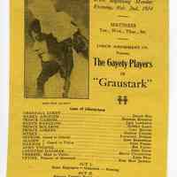 Programs, 4, printed on silk cloth from the Gayety Theatre, Washington & 10 Streets, Hoboken, for Feb. 1914.