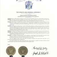 New Jersey State Legislature Resolution saluting Hoboken Terminal on its centennial, Feb. 23, 2007.