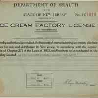          1935 Ice Cream Factory License
   