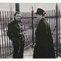 B+W publicity photo of Marlon Brando as Terry Malloy and Karl Malden as Father Barry in film "On the Waterfront," Hoboken, no date, ca. 1953-54.