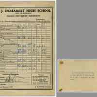 Report card, 6: Demarest High School, Hoboken. Naomi Schubin of Hoboken; 9th to 12th grades, 1951-1955.