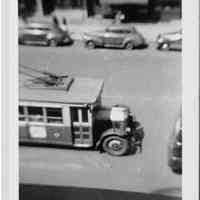View of trolley bus at 11th & Washington Sts., Hoboken, N.J. ca. 1948