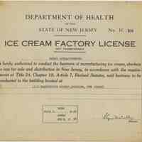          1947 Ice Cream Factory License
   