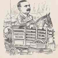 Caricature of D. Bahrenburg, [Hoboken, n.d., ca. 1907-1916]. From album, "Just for Fun"; archives catalogue 2005.018.0001.