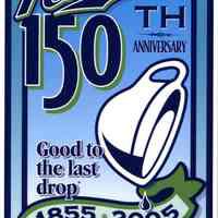 Digital image of artwork "Hoboken 150th Anniversary" with coffee cup & 