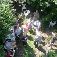 Digital color image of the gardens and people on the Secret Gardens Tour, Hoboken Historical Museum, Hoboken, June 9, 2002.