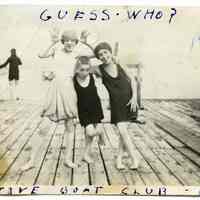 B+W photo of children of Active Boat Club members posing on a Guttenberg, N.J.(?) dock, 1923.