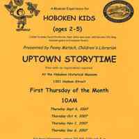 Flier: Uptown Storytime at the Hoboken Historical Museum, Fall 2007.