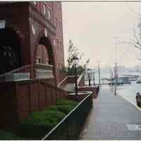 Color photograph of First St. looking towards River St. from Hudson St., Hoboken, no date, ca. 1996-1998.