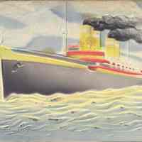Postcard: Ship "SS Deutschland", Hoboken, NJ