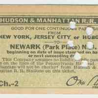 Printed ticket of the Hudson & Manhattan Railroad Co., 1922.