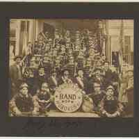 Sepia-tone photo of Lambiase Band of Hoboken, July 26, 1903, St. Ann