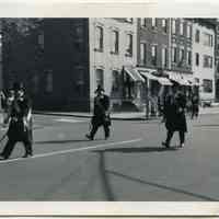 Digital image of B+W photo of dignitaries in Holy Name Parade on Washington St. at 7th St., Hoboken, October 9, 1966.