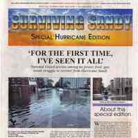 Newspaper: The Hudson Reporter, Sunday, Nov. 4, 2012. Special Hurricane Edition.