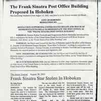 Handout from Ed Shirak, Jr. at the Frank Sinatra Post Office Building, Hoboken Post Office Building Dedication Ceremony, May 16, 2003.