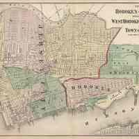 Map: Cities of Hoboken & Jersey City, Townships of West Hoboken & Weehawken & Town of Union. From: F.W. Beers