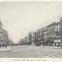 Printed B+W photograph of Washington Street, from Second St., looking south, Hoboken, ca. 1908.