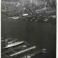 B+W aerial photo of the Holland America Lines Hoboken Piers, October 14, 1948.