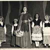 Digital image of 2 B+W photos of Spring Operetta, "Robin Hood," at Stevens Hoboken Academy, Hoboken, Spring 1949.