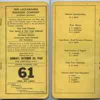 Timetable (ETT): Erie-Lackawanna R.R., Eastern Dist., Time Table No. 61; Effective Oct. 30, 1960. For Employees Only.