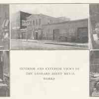 Five printed B+W photographs of Leonard Sheet Metal Works, Inc., 215-221 Grand Street, Hoboken, ca. 1905-1908.