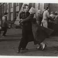 B+W publicity photo of Marlon Brando as Terry Malloy with Eva Marie Saint as Edie Doyle in film "On the Waterfront," Hoboken, no date, ca 1953-54.