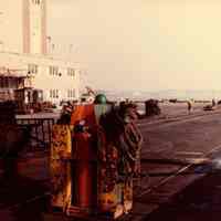 Digital scan of color photo of Bethlehem Steel Hoboken Shipyard, Hoboken, no date, circa 1970-1980.