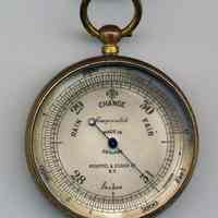 Aneroid surveying barometer, watch pattern, model no. 5855?, sold by Keuffel & Esser Co., N.Y., n.d., ca. 1920-1940.