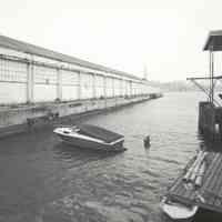 Digital image of B+W photo of former Maxwell House Coffee plant exterior, Pier Shed, Hoboken, 2003.