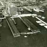 Digital image of black-and-white aerial photo of the north end of Hoboken looking northwest, Hoboken, no date, ca. 1944 or earlier.