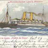 Postcard: Ship "Friedrich der Grosse", Hoboken, NJ