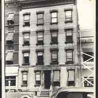 B&W photo of apartment building at 225 Hudson Street, Hoboken.