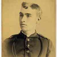 Cabinet photo of man (Arthur) in military uniform, no date, circa 1885-1890.