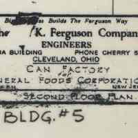 Second Floor Plan, Can Factory, Maxwell House Coffee Plant, Hoboken, 1939. Drawing 797 G102.