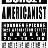 Digital image of poster: Burczy, Americanist, Hoboken Epicure, 1028 Washington St., Hoboken, October 10, 2000.