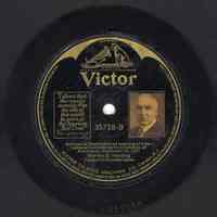          B side: Harding address Washington Nov. 12, 1921
   