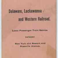Timetable: "Roseville Avenue." D.L. & W.R.R. Local Passenger Train Service between N.Y. & Newark & Roseville Ave. Schedule in Effect Nov. 14, 1898. Corrected to Dec. 1, 1898.