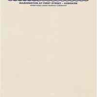 Note paper: Compliments of Hoboken Bank for Savings, Washington at First Street, Hoboken, no date, circa 1970