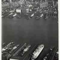 B+W aerial photo of the Holland America Lines Hoboken Piers, October 14, 1948.