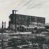 B+W photocopy of photo of the north side of the 14th Street ferry terminal looking southwest, Hoboken, Nov. 3, 1942.