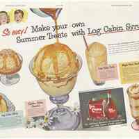 Ad, Log Cabin Syrup: Such Fun! So Easy! Make your own Summer Treats... By Log Cabin Products Co.; General Foods Corp.; in SEP, July 25, 1953.