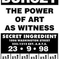 Digital image of poster: Burczy, Power of Art as Witness Secret Ingredient, 1006 Washington St., Hoboken, September 23, 1998.