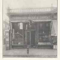 Printed B+W photograph of John Steneck & Sons, bankers, 95 River Street, Hoboken, no date, ca. 1906-1908.