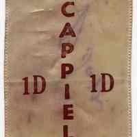 Digital image of ribbon badge for election campaign of Steve Cappiello, no date, circa 1960