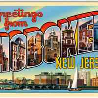 Notecard: "Greetings from Hoboken, New Jersey" created by and printed for Hoboken artist Raymond Smith, Hoboken, 2005.