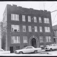 B&W photo of apartment building at 27 Stegman Street, Jersey City.