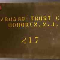 Bank deposit pouch from Seaboard Trust Company, Hoboken, N.J., no date, circa 1940-1950.